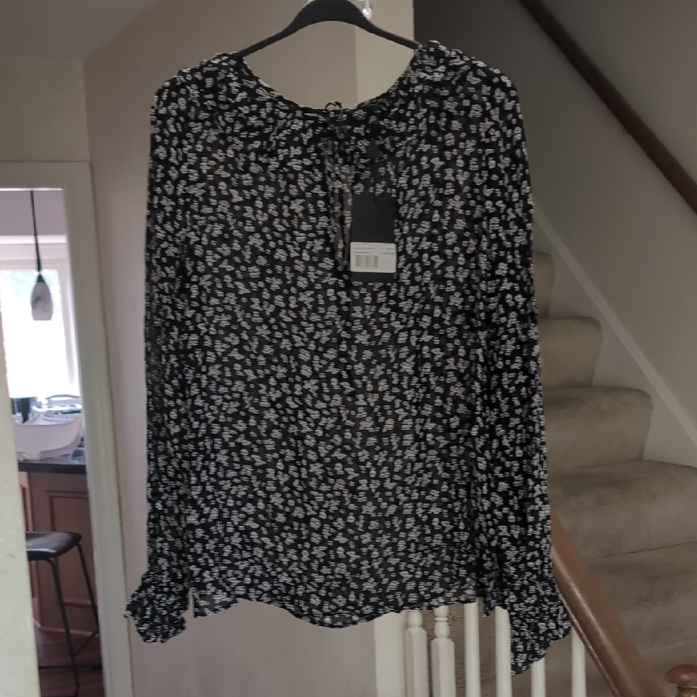 Like New The Kooples Black and White Floral Blouse